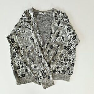 Vintage JED Gray Men's Cardigan Sweater-Size L